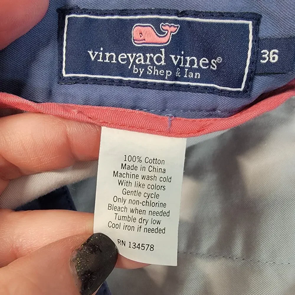 Vineyard Vines Club Short Mens Sz 36 Blue Shep & Ian Preppy Flat Front Golf